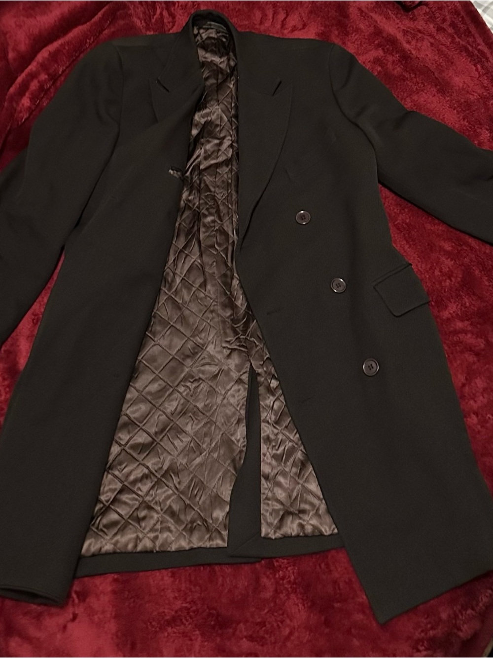 Black Quilted-Lined Double-Breasted Women's Coat